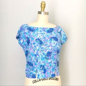 Vintage 50s cropped paisley watercolor blouse